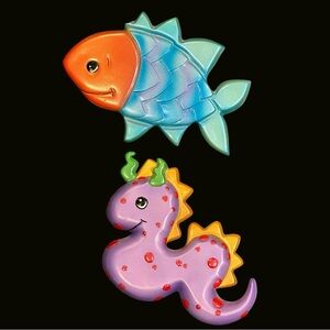 Target Kids' Fish and Seahorse Multicolor Wall Hanging, Artwork by Donna Klotzle